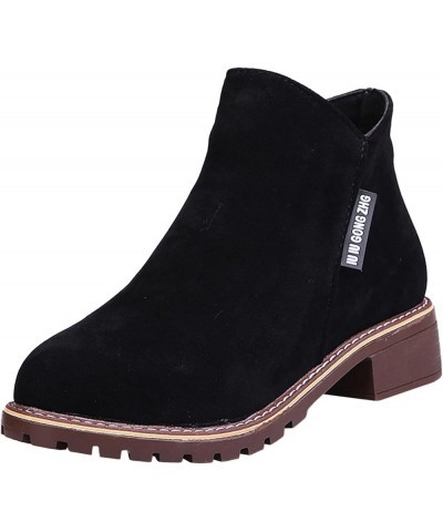 Women's Ankle Boots Round Toe Chunky Heel Comfy Slip on Booties Ladies Dress Boots 2023 Fashion Boot Black $15.78 Boots