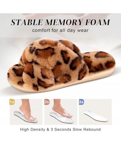 Women's Cross Band Slippers Fuzzy Soft House Slippers Plush Furry Warm Cozy Open Toe Fluffy Home Shoes Comfy Indoor Outdoor S...