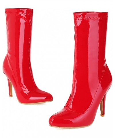 Women Fashion High Boots Pointed Toe High Heels Stretch Sock Booties Pull on Red $27.58 Boots