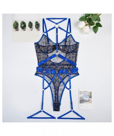 Valentine Lingerie for Women Print See Through Mesh Strap Sexy Lingerie with Steel Ring Negligees Sexy for Women Blue $18.19 ...