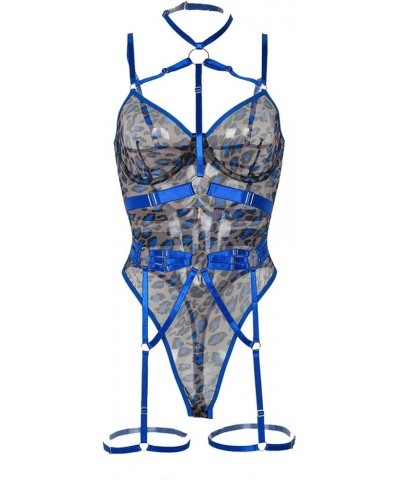 Valentine Lingerie for Women Print See Through Mesh Strap Sexy Lingerie with Steel Ring Negligees Sexy for Women Blue $18.19 ...