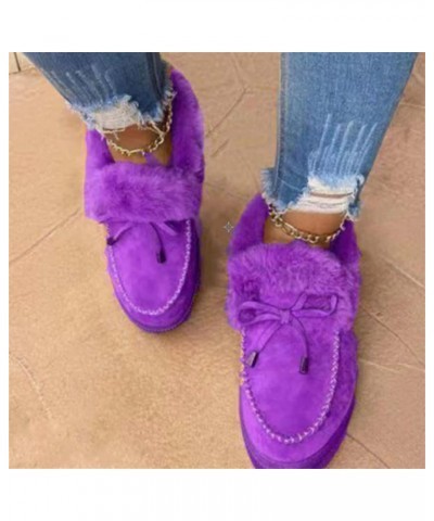 Winter Boots For Women Fashion High-top Snow Boots Slip on Warm Comfortable Outdoor Fur Lined Ankle Booties Z-purple $15.12 B...