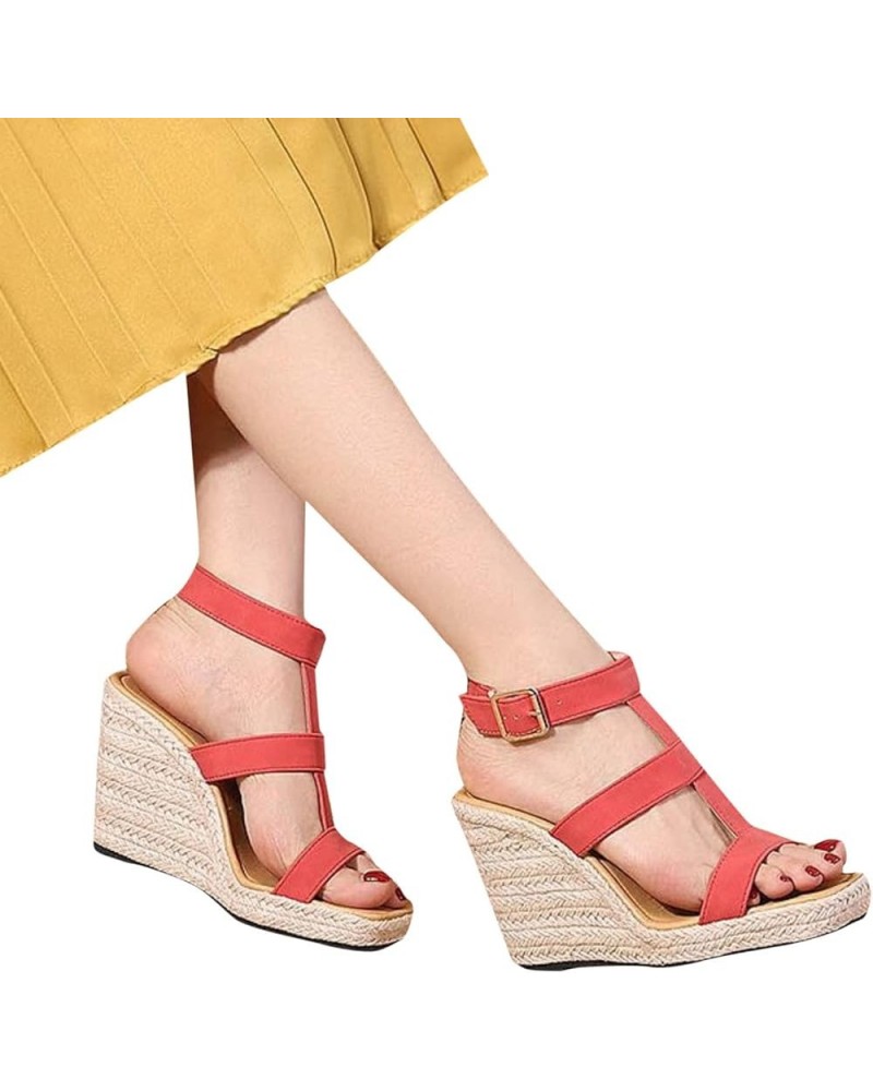 Platform Wedge Sandals for Women Espadrille Dressy Strappy Open Toe Ankle Strap Pumps Beach Shoes Comfortable Walking Slingba...