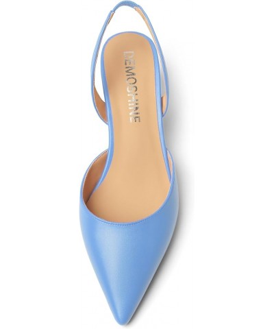 Womens Fashion Slip On Matte Slingback Pointed Toe Dating Spool High Heel Pumps Shoes 3 Inch Light Blue $31.56 Pumps