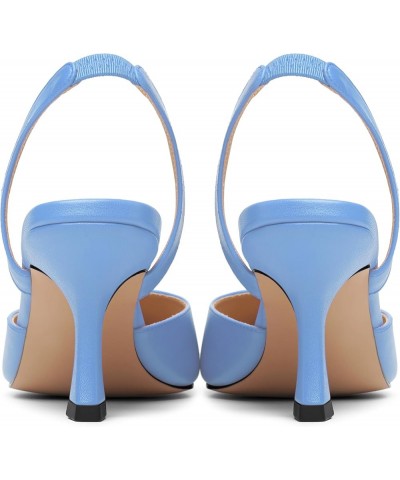 Womens Fashion Slip On Matte Slingback Pointed Toe Dating Spool High Heel Pumps Shoes 3 Inch Light Blue $31.56 Pumps