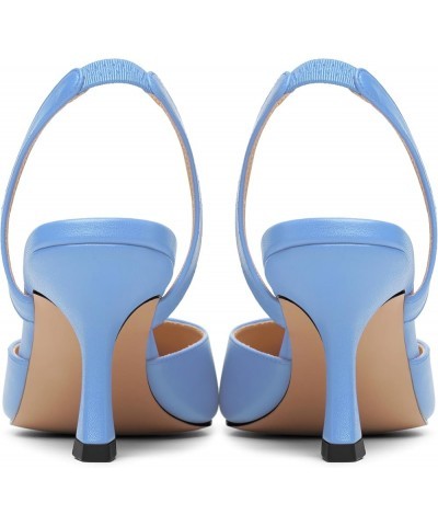 Womens Fashion Slip On Matte Slingback Pointed Toe Dating Spool High Heel Pumps Shoes 3 Inch Light Blue $31.56 Pumps