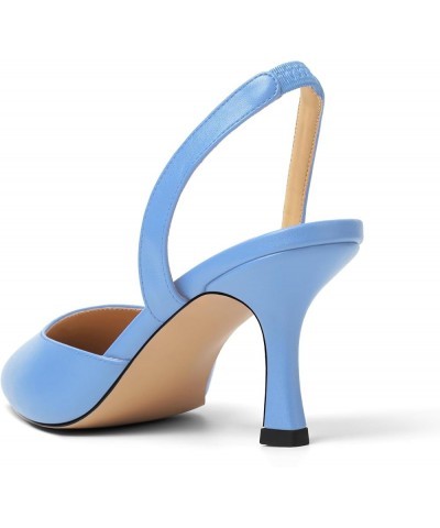 Womens Fashion Slip On Matte Slingback Pointed Toe Dating Spool High Heel Pumps Shoes 3 Inch Light Blue $31.56 Pumps