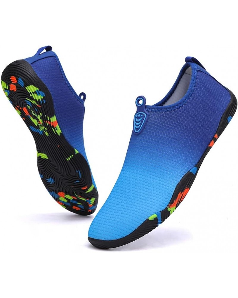 Quick-Dry Water Sports Barefoot Shoes Aqua Socks for Swim Beach Pool Surf Yoga for Women Men Blue/Blue/Blue $9.45 Athletic Shoes