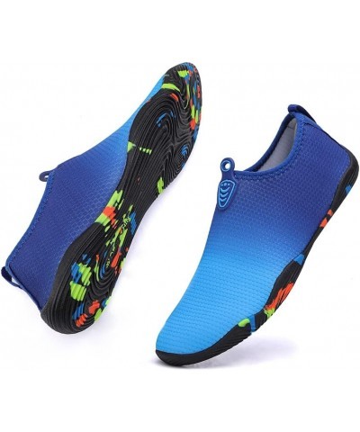 Quick-Dry Water Sports Barefoot Shoes Aqua Socks for Swim Beach Pool Surf Yoga for Women Men Blue/Blue/Blue $9.45 Athletic Shoes