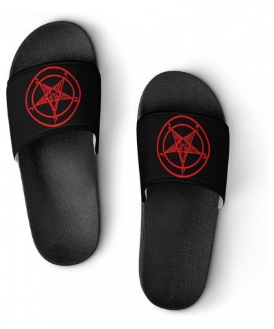 Baphomet Satan Satanic Sabbatic Goat Printed Slide Sandals Open Toe Shower Slipper Non-Slip PVC House Shoes for Men Women 42 ...