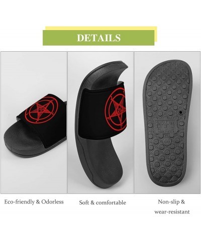 Baphomet Satan Satanic Sabbatic Goat Printed Slide Sandals Open Toe Shower Slipper Non-Slip PVC House Shoes for Men Women 42 ...