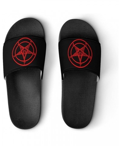 Baphomet Satan Satanic Sabbatic Goat Printed Slide Sandals Open Toe Shower Slipper Non-Slip PVC House Shoes for Men Women 42 ...