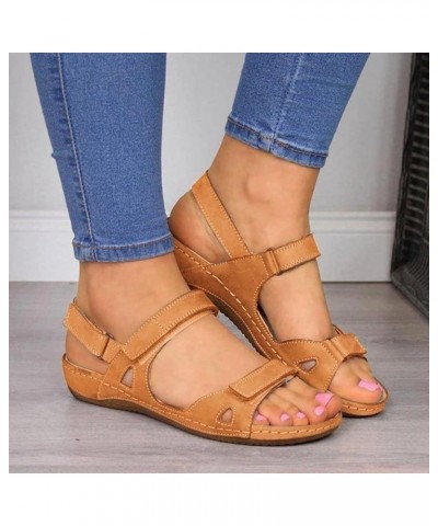 Sandals for Women Dressy Summer Women's Flat Slippers Open Toe Buckle Strap Beach Solid Sandals Casual Wedges Rainbow $12.77 ...