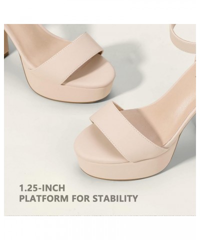 Women's Platform Chunky High Heel Sexy Sandals Ankle Strap Open Toe Heeled Shoes for Wedding Party Evening Nude Nubuck $19.35...