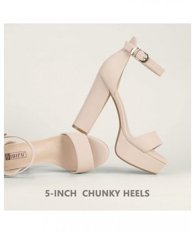 Women's Platform Chunky High Heel Sexy Sandals Ankle Strap Open Toe Heeled Shoes for Wedding Party Evening Nude Nubuck $19.35...