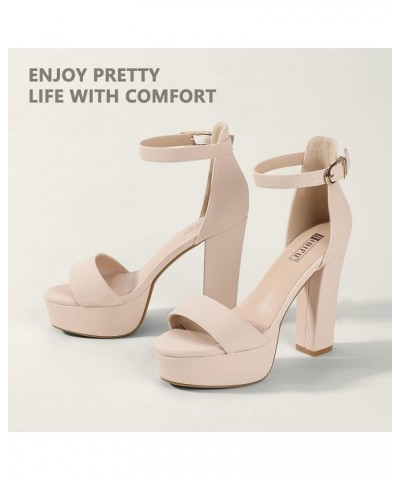 Women's Platform Chunky High Heel Sexy Sandals Ankle Strap Open Toe Heeled Shoes for Wedding Party Evening Nude Nubuck $19.35...