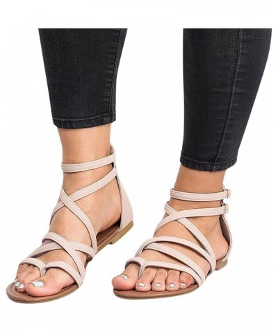 Womens Casual Elastic Strappy String Sandals Summer Comfortable Shoe Arch Support Orthopedic Platform Flat 78-hyems-beige4 $1...