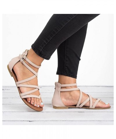 Womens Casual Elastic Strappy String Sandals Summer Comfortable Shoe Arch Support Orthopedic Platform Flat 78-hyems-beige4 $1...