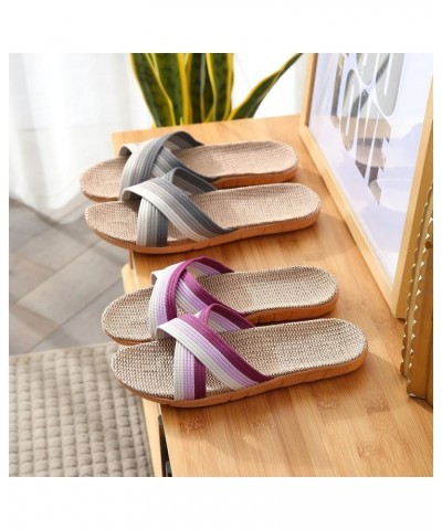 Womens Sandals Dressy Summer Flat, Women's Linen Beach Sandals Slippers Bow Boho Casual Summer Sandals F-purple $9.50 Sandals