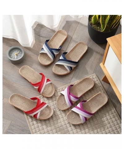 Womens Sandals Dressy Summer Flat, Women's Linen Beach Sandals Slippers Bow Boho Casual Summer Sandals F-purple $9.50 Sandals