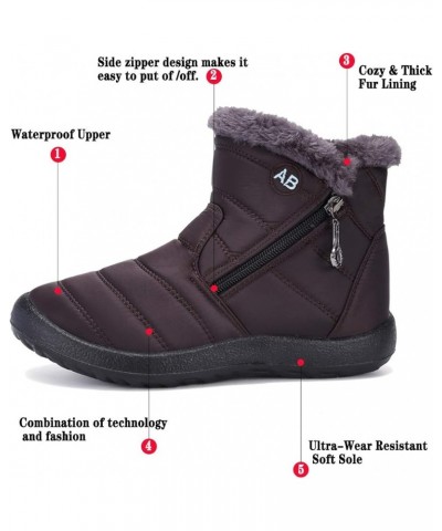 Womens Snow Boots Winter Fur Lined Ankle Boots Ladies Side Zipper Warm Lightweight Booties Outdoor Anti-Slip Girls Walking Bo...