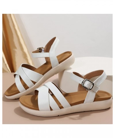 Women's Criss Cross Sandals Summer Ladies Open Toe Flats Sandals Comfortable Flatform Buckle Ankle Strap Sandal Casual Slingb...