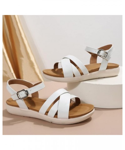 Women's Criss Cross Sandals Summer Ladies Open Toe Flats Sandals Comfortable Flatform Buckle Ankle Strap Sandal Casual Slingb...