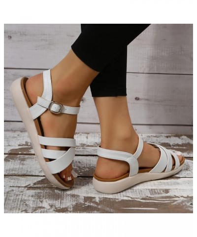 Women's Criss Cross Sandals Summer Ladies Open Toe Flats Sandals Comfortable Flatform Buckle Ankle Strap Sandal Casual Slingb...