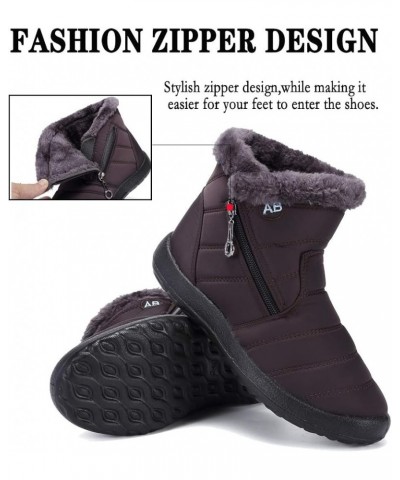 Womens Snow Boots Winter Fur Lined Ankle Boots Ladies Side Zipper Warm Lightweight Booties Outdoor Anti-Slip Girls Walking Bo...