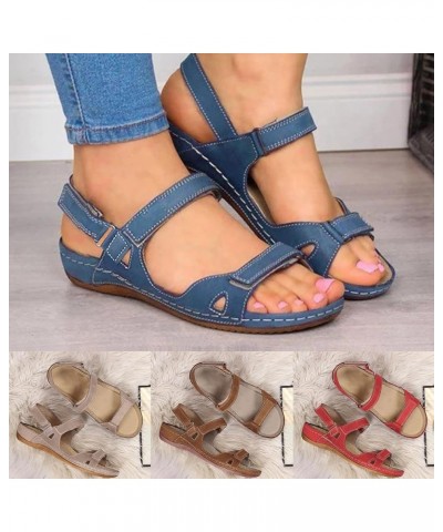 Womens Sandals with Arch Support, Wedge Sandals for Women Close Toe Sandals Breathable Hollow Out Loaf Sandals Shoes X23-blue...