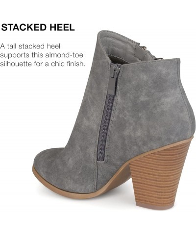 Vally Womens Double Tassel Zip Chunky Block Heel Round Toe Fashion Ankle Booties Grey $21.83 Boots