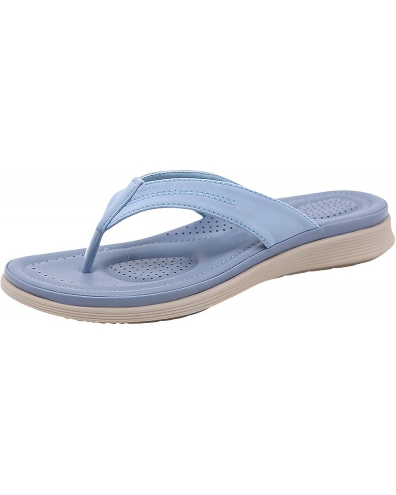 Women's Flip-Flops Fashion Summer Beach 2024 Women's Heeled Sandals Cute with Arch Support Blue $15.99 Sandals