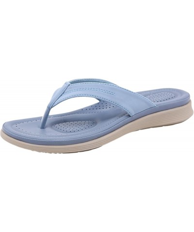 Women's Flip-Flops Fashion Summer Beach 2024 Women's Heeled Sandals Cute with Arch Support Blue $15.99 Sandals