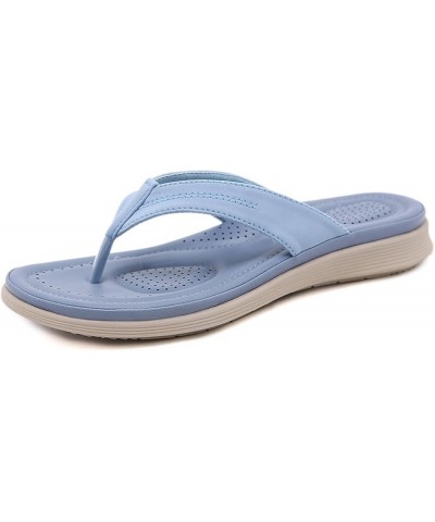 Women's Flip-Flops Fashion Summer Beach 2024 Women's Heeled Sandals Cute with Arch Support Blue $15.99 Sandals