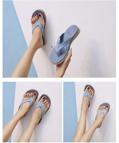 Women's Flip-Flops Fashion Summer Beach 2024 Women's Heeled Sandals Cute with Arch Support Blue $15.99 Sandals