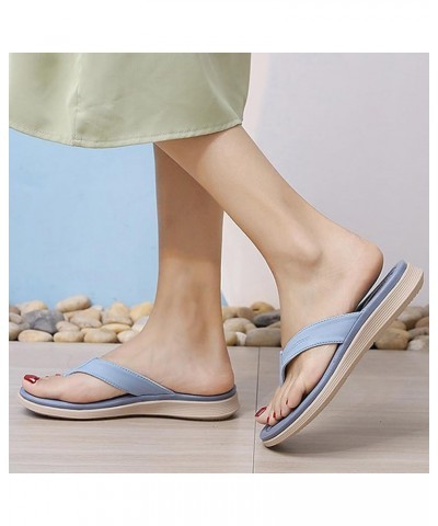 Women's Flip-Flops Fashion Summer Beach 2024 Women's Heeled Sandals Cute with Arch Support Blue $15.99 Sandals