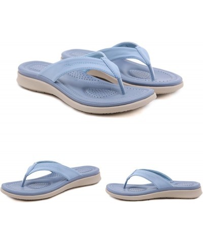 Women's Flip-Flops Fashion Summer Beach 2024 Women's Heeled Sandals Cute with Arch Support Blue $15.99 Sandals