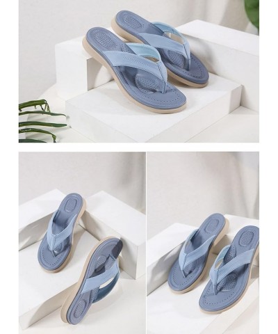 Women's Flip-Flops Fashion Summer Beach 2024 Women's Heeled Sandals Cute with Arch Support Blue $15.99 Sandals