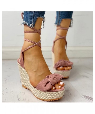 Sandals Women Wedge Platform Sandals Adjustable Flip Flops Bohemian Buckle Strappy Zipper Flats Cute Sandals LS2 Pink $17.83 ...