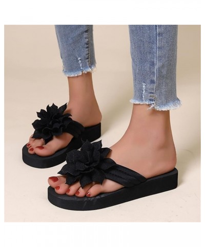 Womens Beach Breathable Sandals Home Slipper Flip-Flops Wedges Slippers Z 02-black $13.29 Sandals