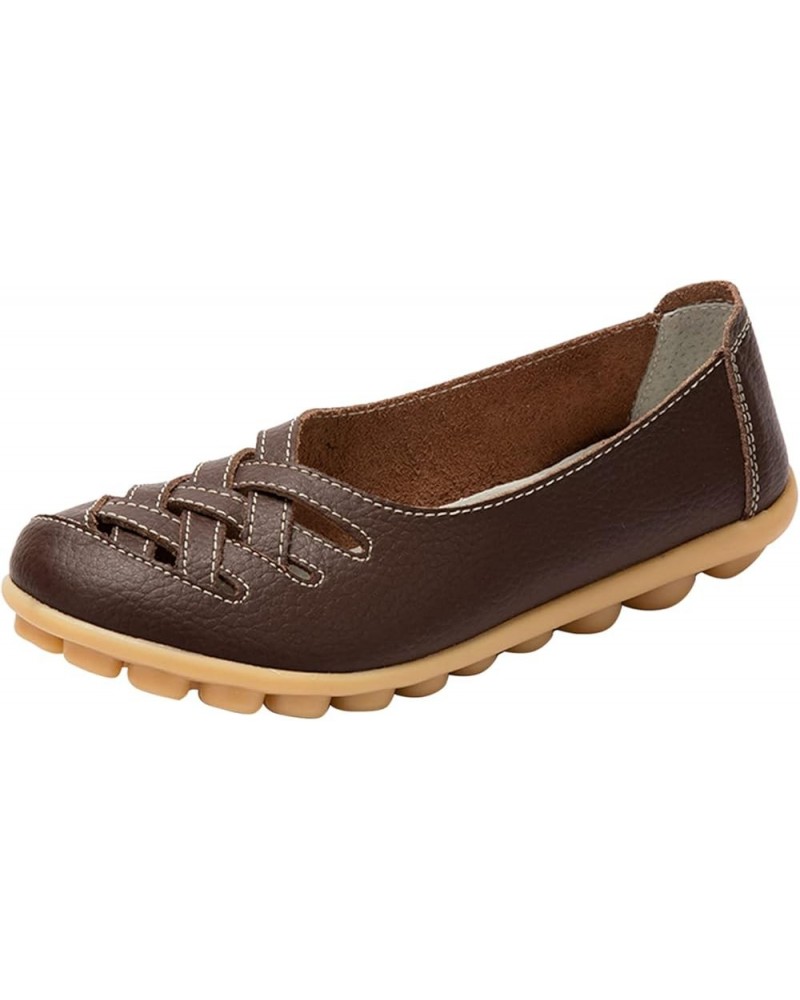 Flat Walking Shoes Womens Comfort Walking Flat Loafer Slip On Leather Loafer Comfortable Flat Shoes Z 05-coffee $17.88 Loafer...