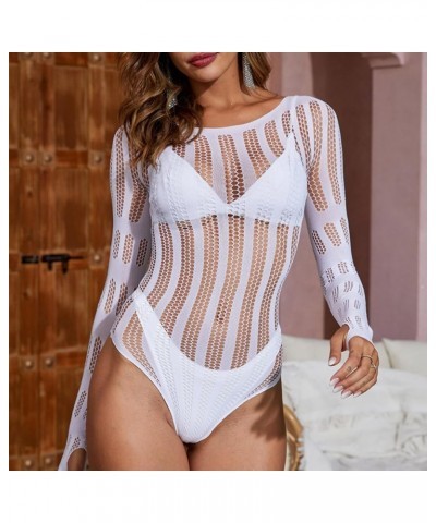 Bride Garter Teal Color Breathable Hollow Mesh Tight Jumpsuit Sexy Lingerie Sexy Lingerie for Her Big White $10.78 Fashion Sn...