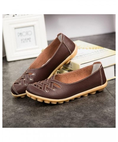 Flat Walking Shoes Womens Comfort Walking Flat Loafer Slip On Leather Loafer Comfortable Flat Shoes Z 05-coffee $17.88 Loafer...