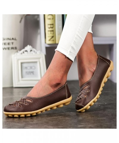 Flat Walking Shoes Womens Comfort Walking Flat Loafer Slip On Leather Loafer Comfortable Flat Shoes Z 05-coffee $17.88 Loafer...