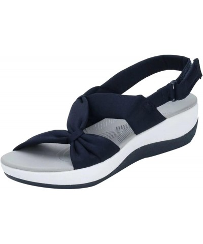 Women Open Toe Wedge Sandals Summer Platform Shoes Outdoor Athletic Hiking Sandals Comfortable Shoes (Black, 8) 7 Blue $10.85...