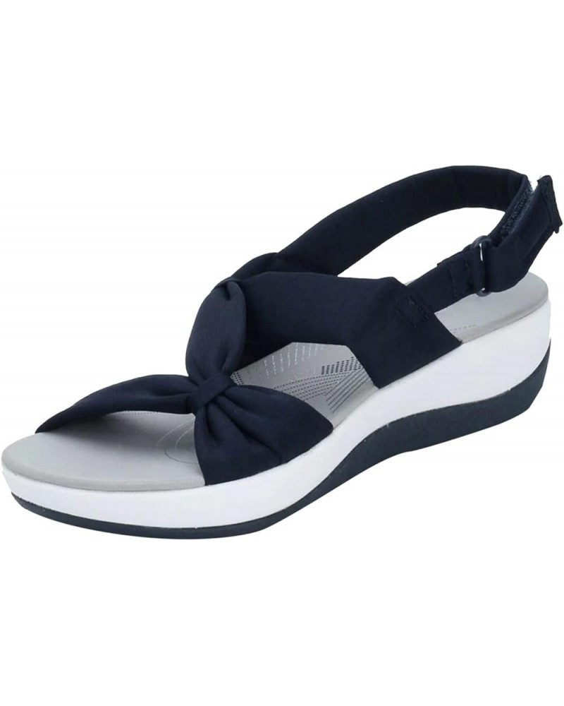 Women Open Toe Wedge Sandals Summer Platform Shoes Outdoor Athletic Hiking Sandals Comfortable Shoes (Black, 8) 7 Blue $10.85...