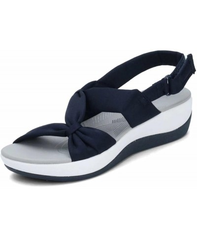 Women Open Toe Wedge Sandals Summer Platform Shoes Outdoor Athletic Hiking Sandals Comfortable Shoes (Black, 8) 7 Blue $10.85...