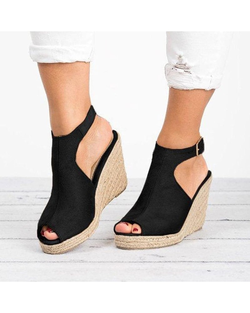 Women's Wedges Sandals,Buckle Roman Summer Casual Ladies Shoes Breathable Ankle Strap Open Toe Solid Thong Platform Sandals f...