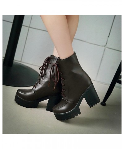 Platform Boots Goth Combat Boots Black White Brown Gothic Platform Boots Round Toe Chunky Block High Heel Booties 6black $24....