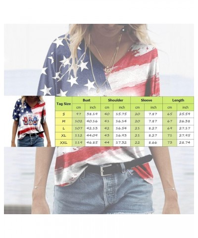 Women Summer Simple Casual V Neck Short Sleeve Tops Colorful Fun Independence Day Print TShirt Tops Big Shirt Blue $10.31 Wor...